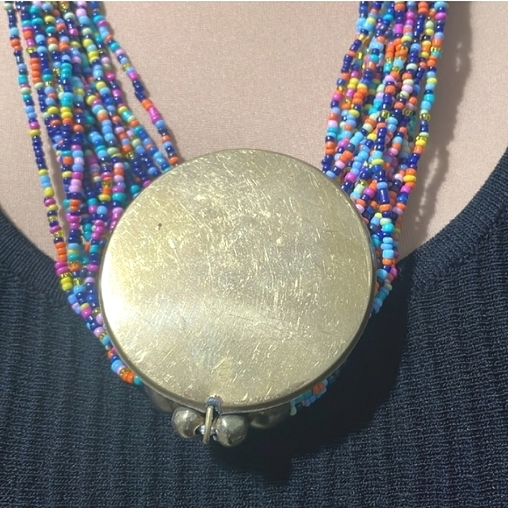 Medallion With Multiple Beaded Strands Statement … - image 3